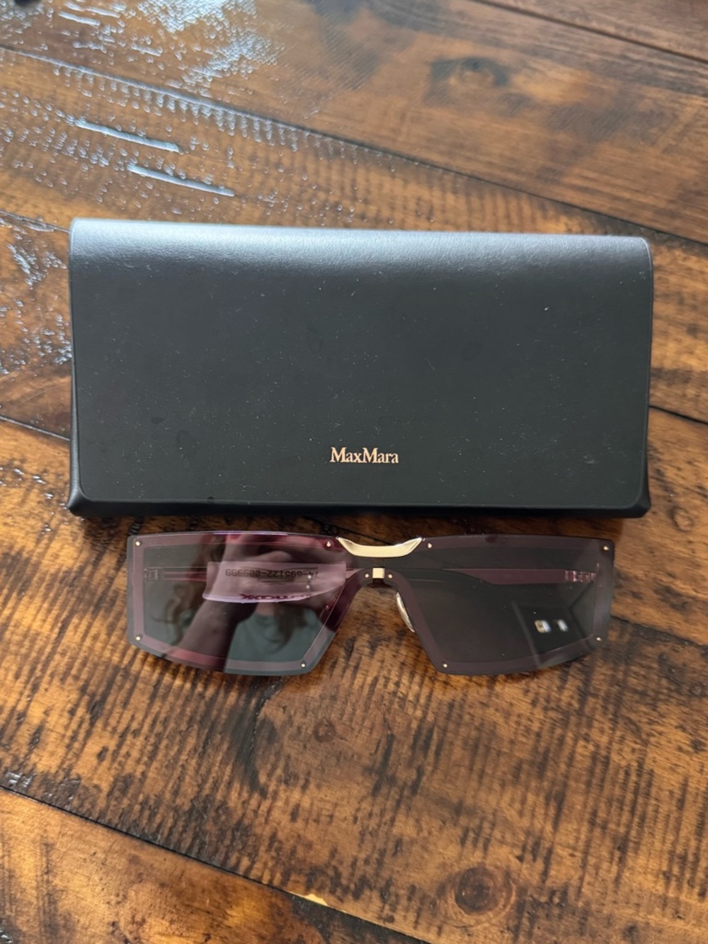 MaxMara Shield Sunglasses in Plum with Gold Bridge